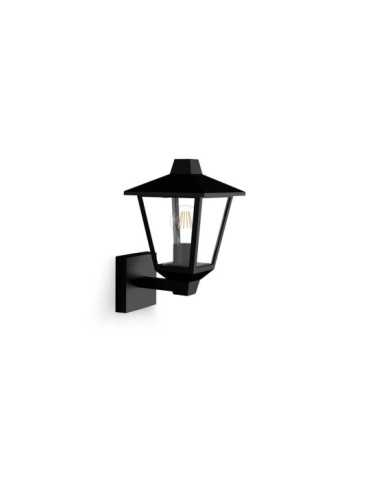 Aplique Exterior Kinno E27 25 w sin Bombilla, Color Negro, Luz Hacia Arriba PHILIPS