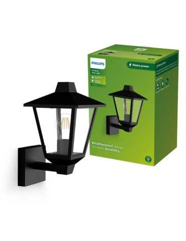 Aplique Exterior Kinno E27 25 w sin Bombilla, Color Negro, Luz Hacia Arriba PHILIPS 2