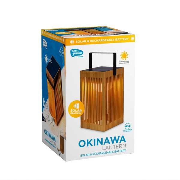 Farol Solar de Mano Okinawa, con Bombilla Recargable, 14 x 14 x 24 cm NEW GARDEN