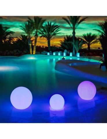 Lámpara Redonda Flotante Buly 40, Solar y Batería Recargable, RGB, Ø40 x 35 cm NEW GARDEN 2