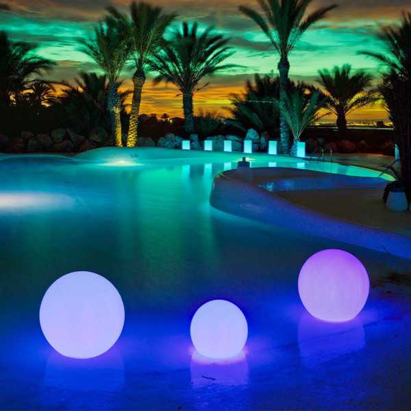 Lámpara Redonda Flotante Buly 40, Solar y Batería Recargable, RGB, Ø40 x 35 cm NEW GARDEN