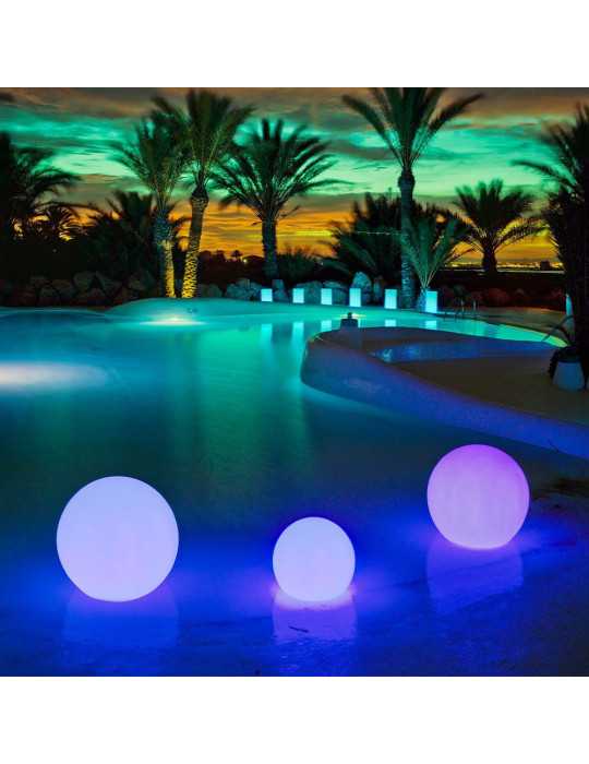Lámpara Redonda Flotante Buly 40, Solar y Batería Recargable, RGB, Ø40 x 35 cm NEW GARDEN