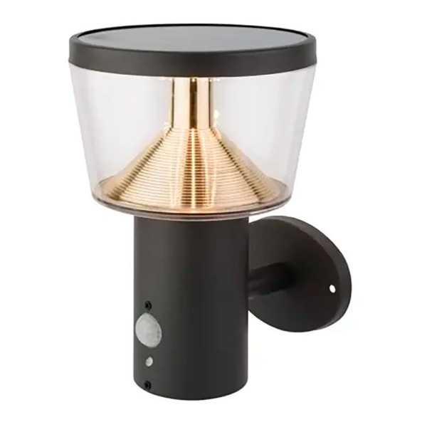 Aplique Solar de Pared con Sensor de Movimiento, Luz Fija, 40 LEDS, 600 Im, Antracita, Ø16 x 17 x 23 cm LUMINEO