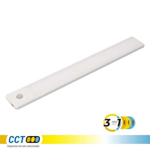 Regleta LED Regulable y Recargable con Sensor, Magnética, 2,5 W, 3CCT, 2200 mAh, 14 x 40 x 606 mm EDM