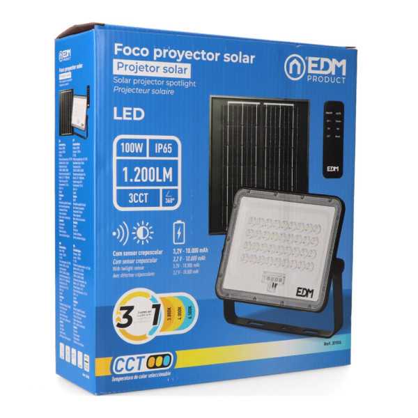 Foco Proyector LED Solar 3CCT 100 W 1200 lm EDM