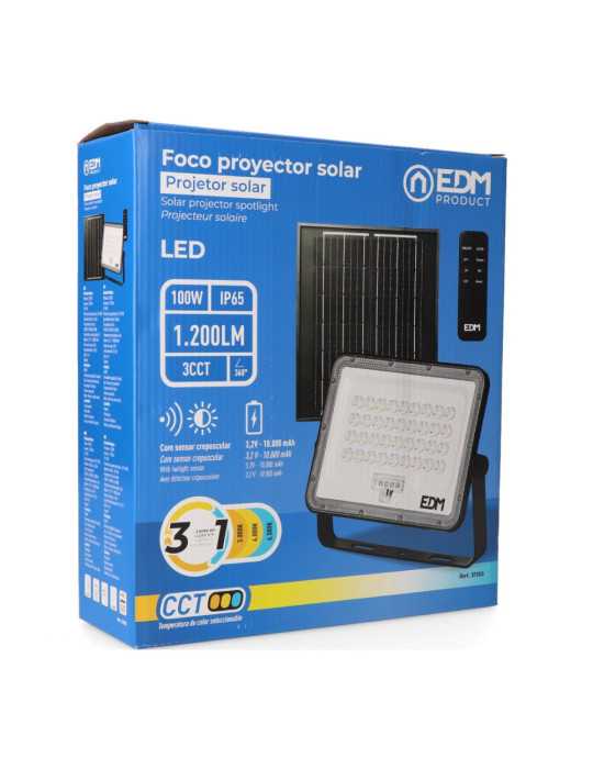 Foco Proyector LED Solar 3CCT 100 W 1200 lm EDM
