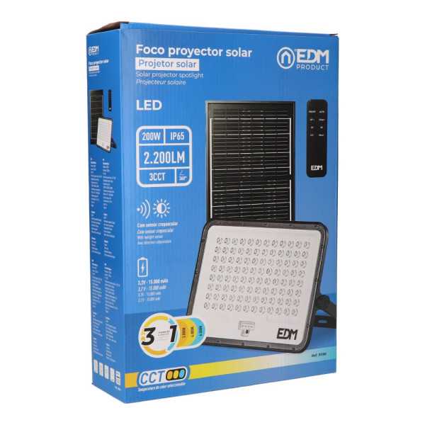 Foco Proyector LED Solar 3CCT 200 W 2200 lm EDM