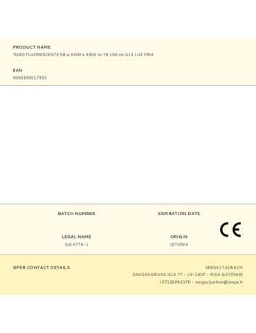 Lote de 25 Unidades Tubo Fluorescente 58 W 6500 K 4900 lm T8 150 cm G13 Luz Fria OSRAM 2