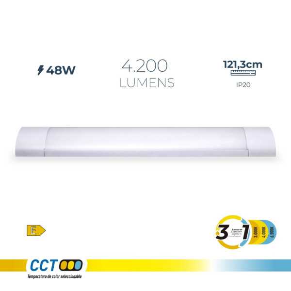 Regleta LED 48 W 3CCT 4200 lm 121,3 x 12 x 3,1 cm EDM
