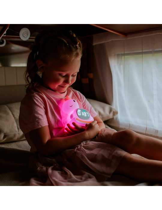 Lámpara Nocturna LED RGB Recargable con Despertador Modelo Unicornio Mecedora MARY´S