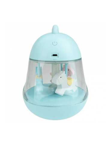 Lámpara Nocturna LED RGB Recargable con Caja de Música de Cuerda Modelo Carrusel Azul MARY´S