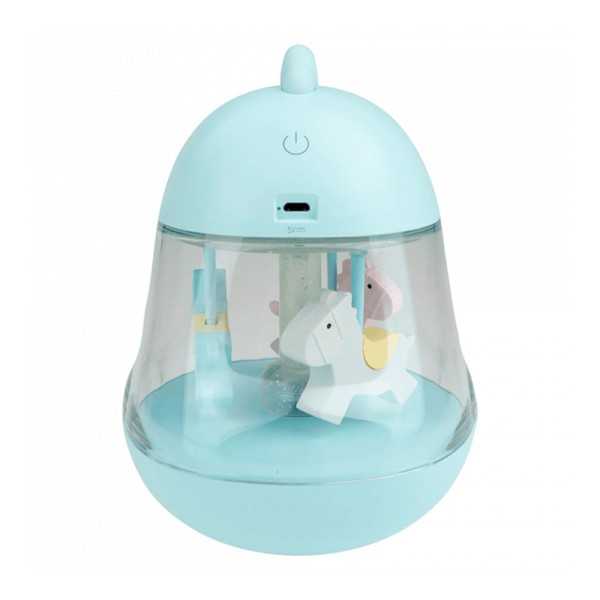 Lámpara Nocturna LED RGB Recargable con Caja de Música de Cuerda Modelo Carrusel Azul MARY´S