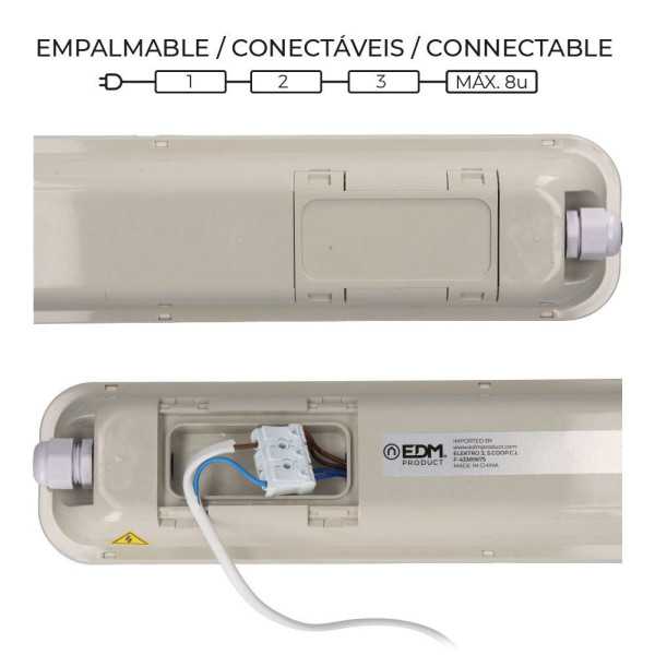 Regleta Estanca LED IP65 48 w 5274 lm 6500 k Luz Fria 8,6 x 148 x 6,6 cm EDM