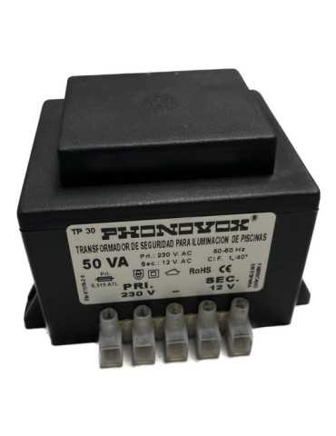 Transformador Pool 50VA 230/12V 50-60Hz. IP-00 Regleta TP31050 PHONOVOX