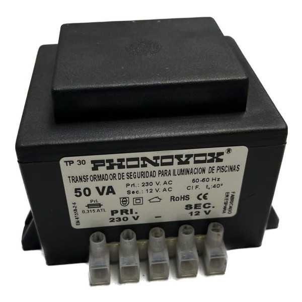 Transformador Pool 50VA 230/12V 50-60Hz. IP-00 Regleta TP31050 PHONOVOX