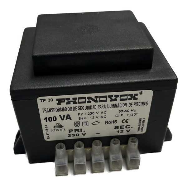Transformador Pool 100VA 230/12V 50-60Hz. IP-00 Regleta TP31100 PHONOVOX