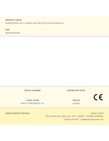 Alimentador LED Cv AED60-24V IP44-3B 24 V 60 W Cableado LETARON 2