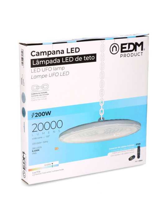 Campana LED 200 W, 6400 K, 20.000 lm, Ø33 x 4,5 cm EDM