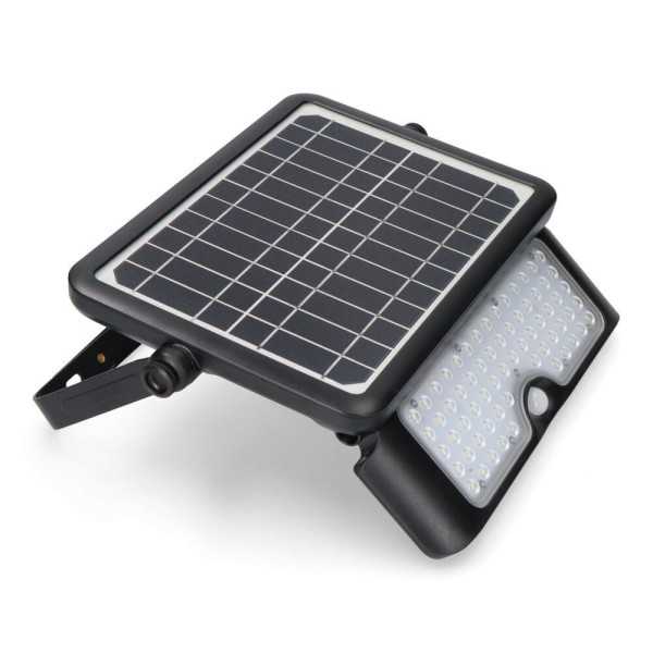 Aplique Solar 10W 1150lm Recargable. Sensor Presencia (2-8m) Color Negro 27,5x19,6cm EDM