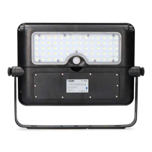 Aplique Solar 10W 1150lm Recargable. Sensor Presencia (2-8m) Color Negro 27,5x19,6cm EDM