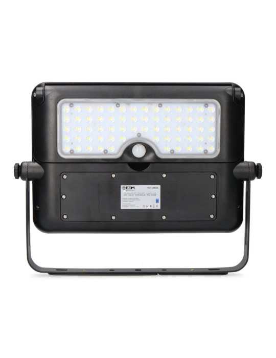 Aplique Solar 10W 1150lm Recargable. Sensor Presencia (2-8m) Color Negro 27,5x19,6cm EDM