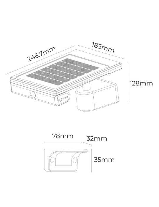 Aplique Solar LED 6W 720lm 6.500K con Sensor Crepuscular y Movimiento. Punto de Luz Extraíble. Color Negro EDM