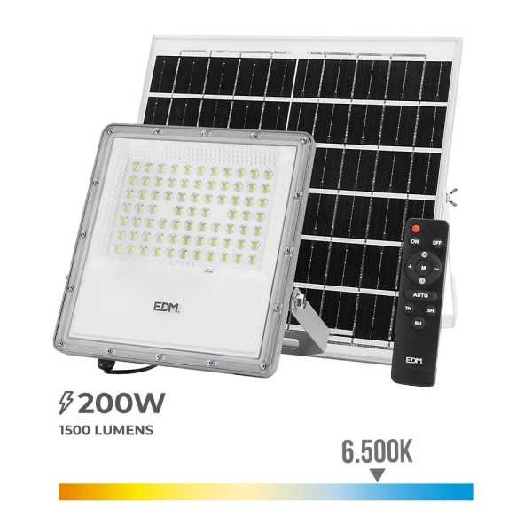 Foco Proyector LED Solar 200 W 1500 lm 6500 K Luz Fría EDM