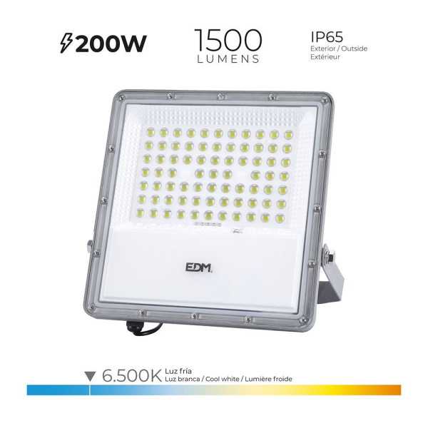Foco Proyector LED Solar 200 W 1500 lm 6500 K Luz Fría EDM