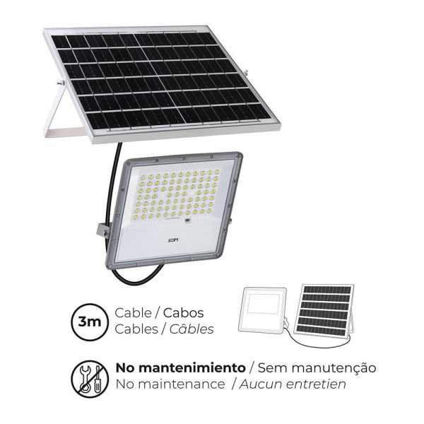 Foco Proyector LED Solar 200 W 1500 lm 6500 K Luz Fría EDM