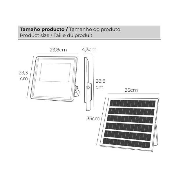 Foco Proyector LED Solar 200 W 1500 lm 6500 K Luz Fría EDM