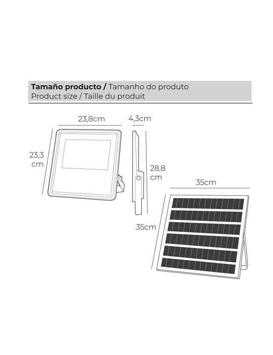 Foco Proyector LED Solar 200 W 1500 lm 6500 K Luz Fría EDM