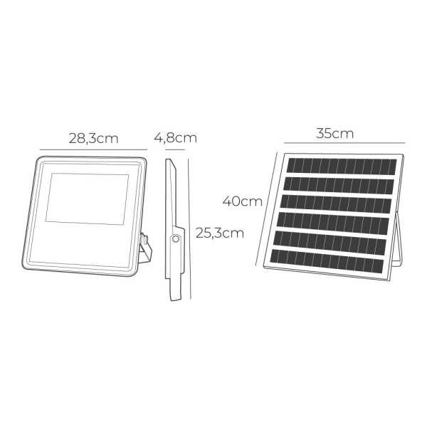 Foco Proyector Solar Slim 300 W 2500 lm 6500 K Luz Fría EDM