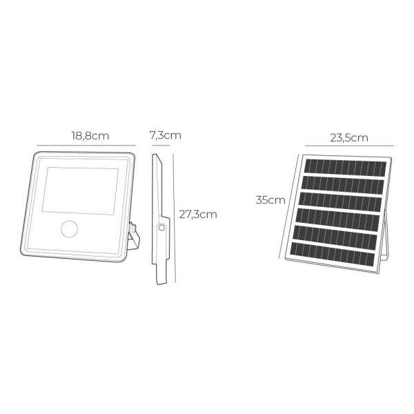 Foco Proyector Solar con Sensor 100 W 1200 lm 6500 K Luz Fría EDM