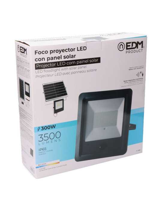 Foco Proyector Solar con Sensor 300 W 3500 lm 6500 K Luz Fría EDM