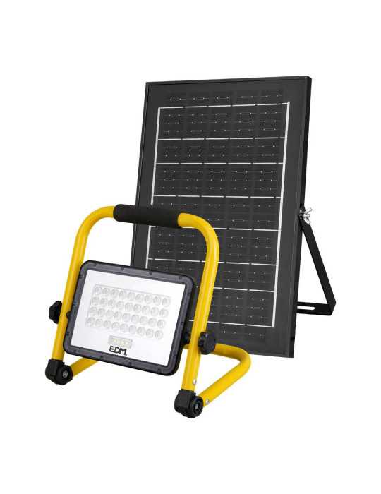 Foco Proyector LED Solar de Trabajo + Panel Solar, 4000 lm, 6.400 K, Luz Fría, IP65 EDM