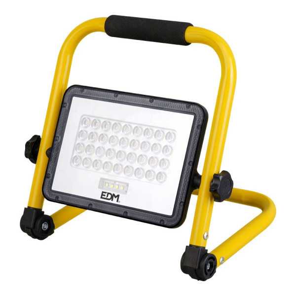 Foco Proyector LED Solar de Trabajo + Panel Solar, 4000 lm, 6.400 K, Luz Fría, IP65 EDM