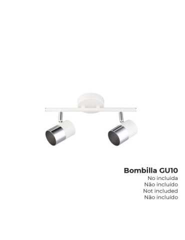 Foco 2 Elementos Modelo Moon GU-10 (Bombilla No Incluida) Color Cromo+blanco Hueso 30 x 7,6 x 15,2 cm EDM
