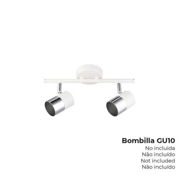 Foco 2 Elementos Modelo Moon GU-10 (Bombilla No Incluida) Color Cromo+blanco Hueso 30 x 7,6 x 15,2 cm EDM