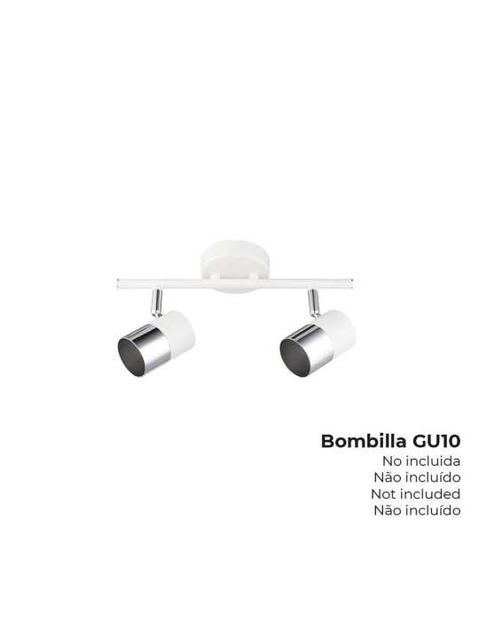 Foco 2 Elementos Modelo Moon GU-10 (Bombilla No Incluida) Color Cromo+blanco Hueso 30 x 7,6 x 15,2 cm EDM