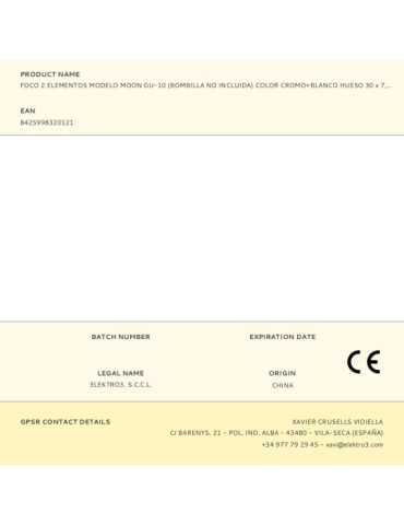 Foco 2 Elementos Modelo Moon GU-10 (Bombilla No Incluida) Color Cromo+blanco Hueso 30 x 7,6 x 15,2 cm EDM 2