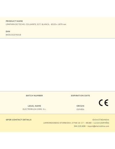 Lámpara de Techo, Colgante, E27, Blanca, Ø320 x 1870 mm FBRIGHT 2