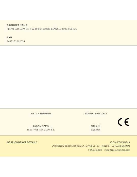 Flexo LED Lupa 3x, 9 W 685 lm 6500 K, Blanco, 350 x 950 mm FBRIGHT