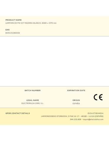 Lámpara de Pie, E27, Madera+blanco, Ø400 x 1570 mm FBRIGHT 2