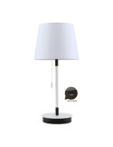 Lámpara de Mesa, E27, Blanca/Negra, con Cargador USB, Ø235 x 505 mm FBRIGHT
