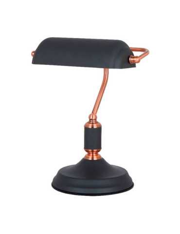 Lámpara de Mesa, E27, tipo Banquero, Negra+cobre, Base Ø185 mm, 260 x 195 x 345 mm FBRIGHT
