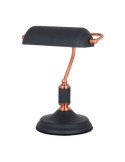 Lámpara de Mesa, E27, tipo Banquero, Negra+cobre, Base Ø185 mm, 260 x 195 x 345 mm FBRIGHT