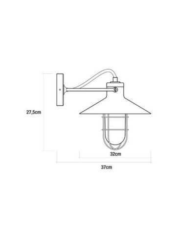 Aplique de Pared Metalico Vintage E27 60 W Color Negro Ø32 x 37 x 27,5 cm EDM 2