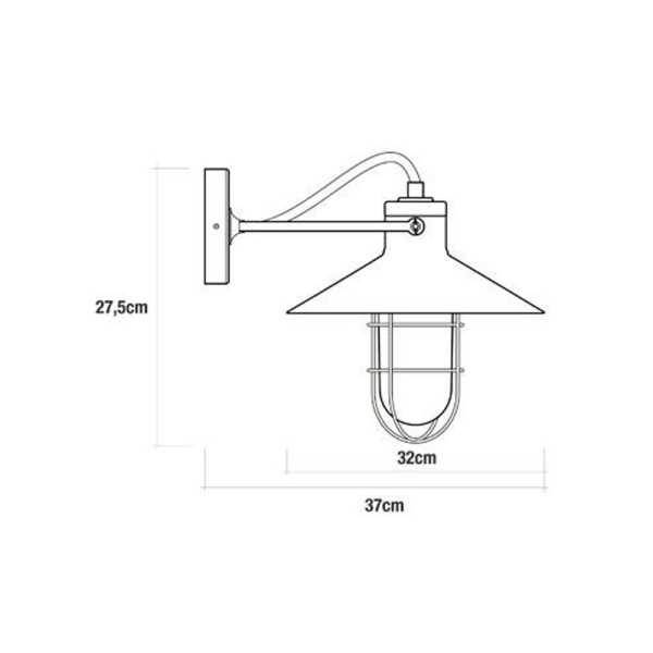Aplique de Pared Metalico Vintage E27 60 W Color Negro Ø32 x 37 x 27,5 cm EDM