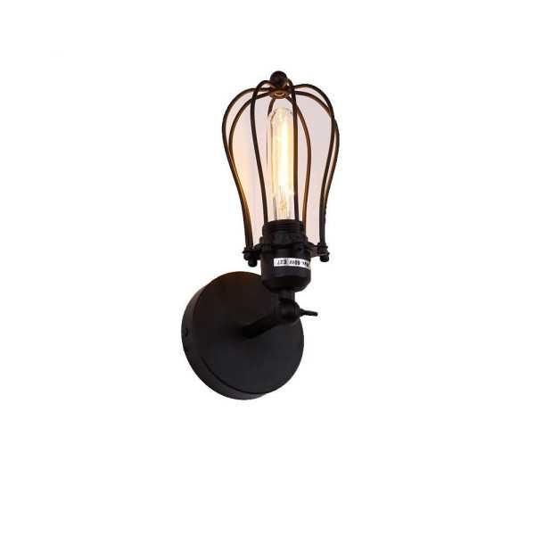 Aplique de Pared Metalico Vintage E27 60 W Color Negro 11 x 16 x 32 cm EDM