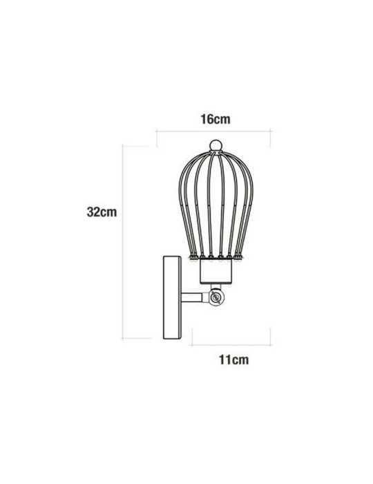 Aplique de Pared Metalico Vintage E27 60 W Color Negro 11 x 16 x 32 cm EDM